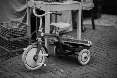 Nostalgia tricycle on street in city