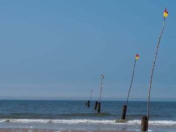 Scenic view of sea against clear sky