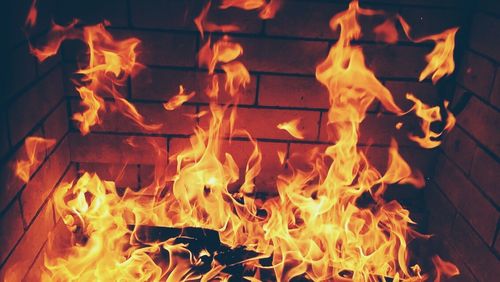 Close-up of bonfire at night