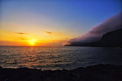 Scenic view of sea against sky during sunset