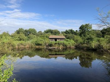 Scenic view of lake against sky