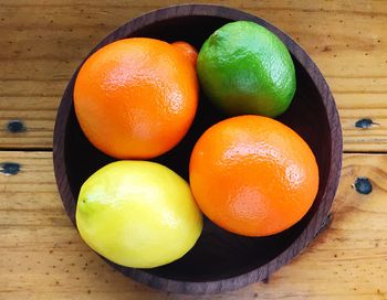 High angle view of oranges on table