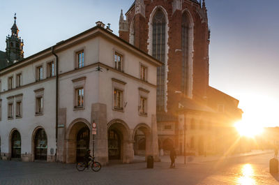 Building against sky during sunset