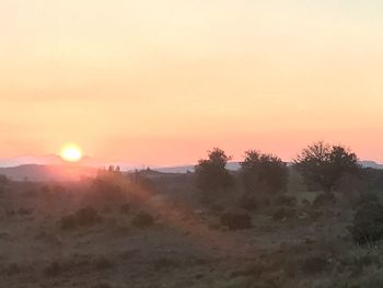 Scenic view of landscape against sky during sunset