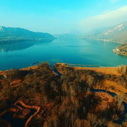 Scenic view of lake against sky