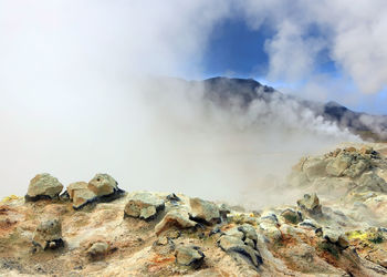 Smoke emitting from hot spring