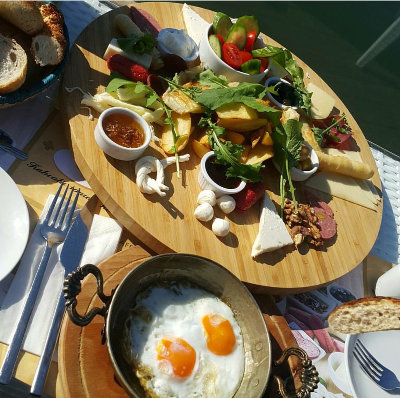 food and drink, food, high angle view, freshness, ready-to-eat, plate, table, healthy eating, no people, indulgence, bread, meal, vegetable, indoors, bowl, appetizer, day, close-up, black olive