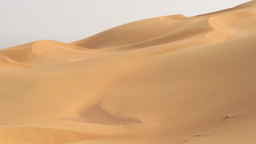 Sand dunes in desert against sky