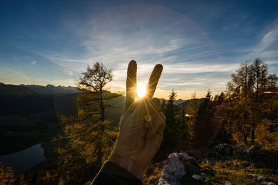 Scenic view of landscape against sky during sunset