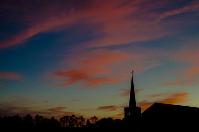 Silhouette of built structure against dramatic sky