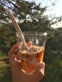 Midsection of person holding ice cream