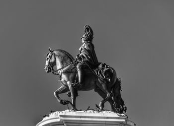 Low angle view of statue against clear sky