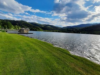 Scenic view of lake against sky