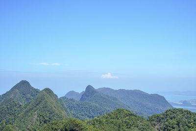 Panoramic view of landscape against blue sky