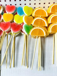 High angle view of dessert on white background