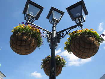 Low angle view of street light against sky