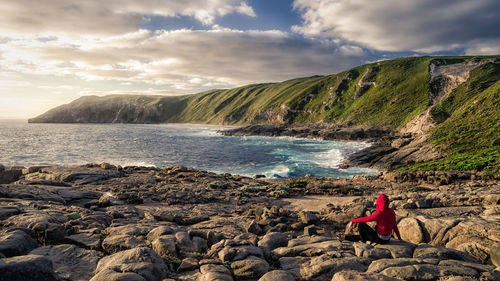 Woman looking at view in vacations