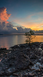 Scenic view of sea at sunset