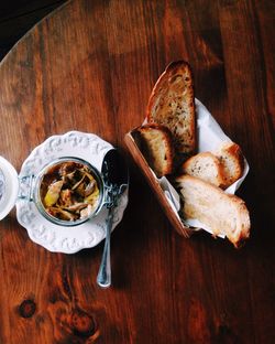 Close-up of food on wooden table