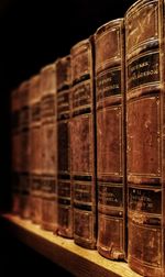 Close-up of books on shelf