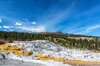 Scenic view of landscape against blue sky