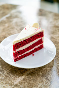 Close-up of dessert in plate on table