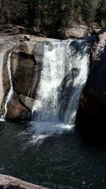 Scenic view of waterfall