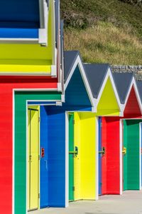 Colorful built structure against blue sky