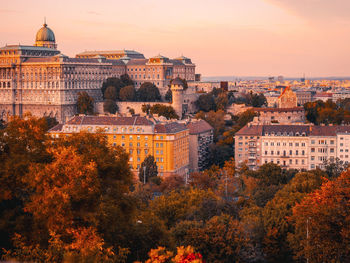 High angle view of buildings in city