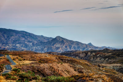 Scenic view of mountains against sky