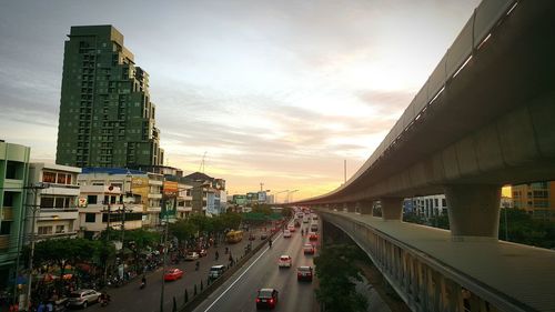 Railroad tracks in city