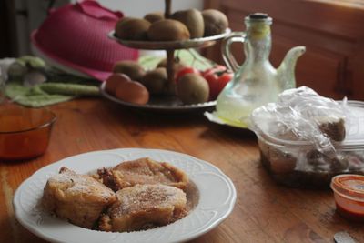 Close-up of food on table