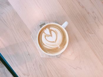 High angle view of coffee on table