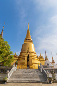 Low angle view of temple building against sky