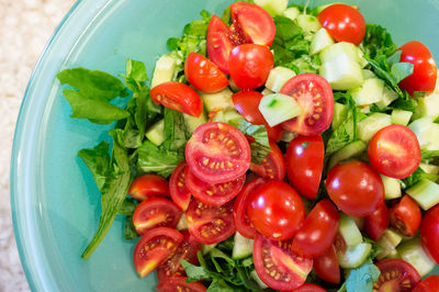 Directly above view of salad in bowl