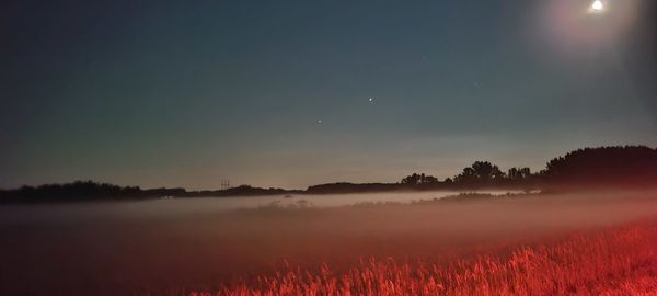 Scenic view of field against sky at night