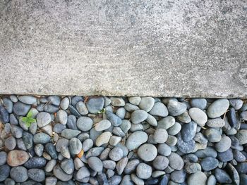 High angle view of pebbles on land