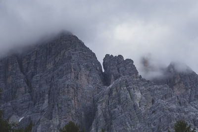 Low angle view of rock formation against sky