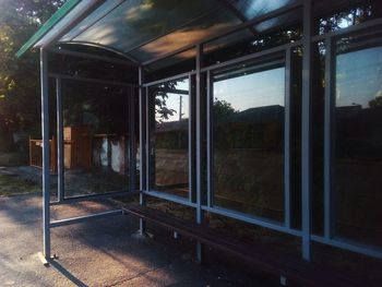 Building seen through glass window