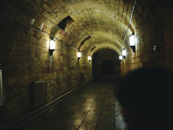 Interior of illuminated tunnel