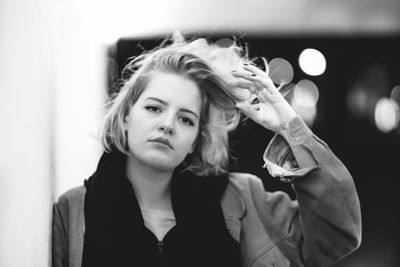 Portrait of young woman looking away