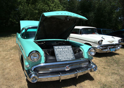 Old vintage car on field