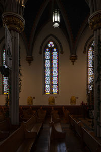 Interior of church stained glass 