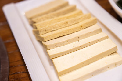 A plate of delicious tofu slices