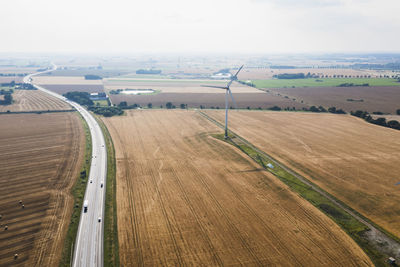 Wind turbines at field