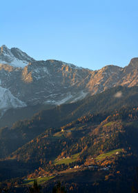 Scenic view of mountains against clear sky