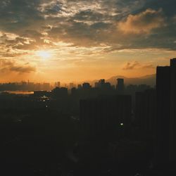 View of city at sunset