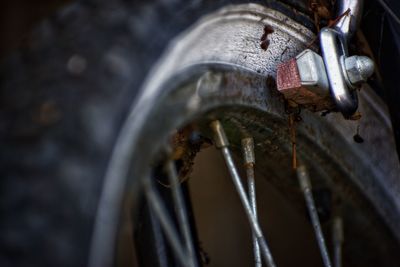 Close-up of rusty bicycle