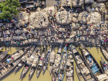 Aerial view of the largest jute market of bangladesh is located in guthaile of jamarpur district.
