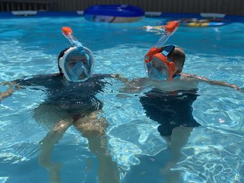 Snorkelling and swimming in pool